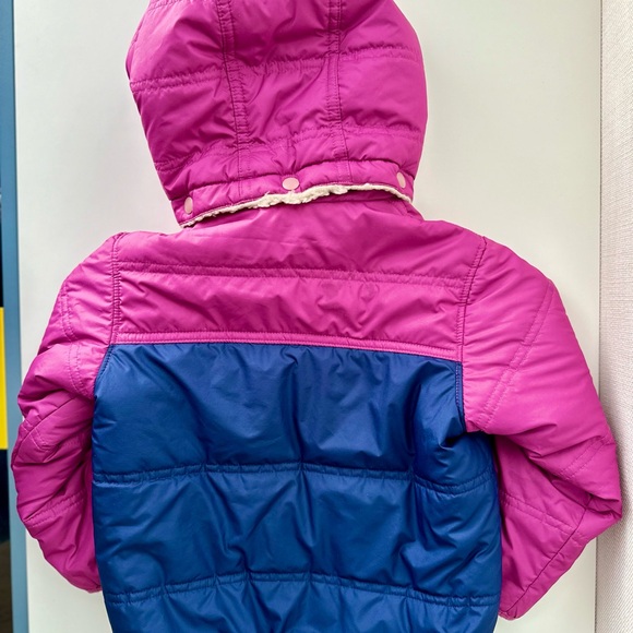 Patagonia Baby Reversible Tribbles Hoody Jacket Fuchsia & Navy - Picture 2 of 8